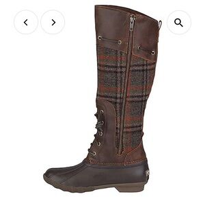 Sperry Saltwater Sela leather wool plaid Duck boots vintage size 6.5